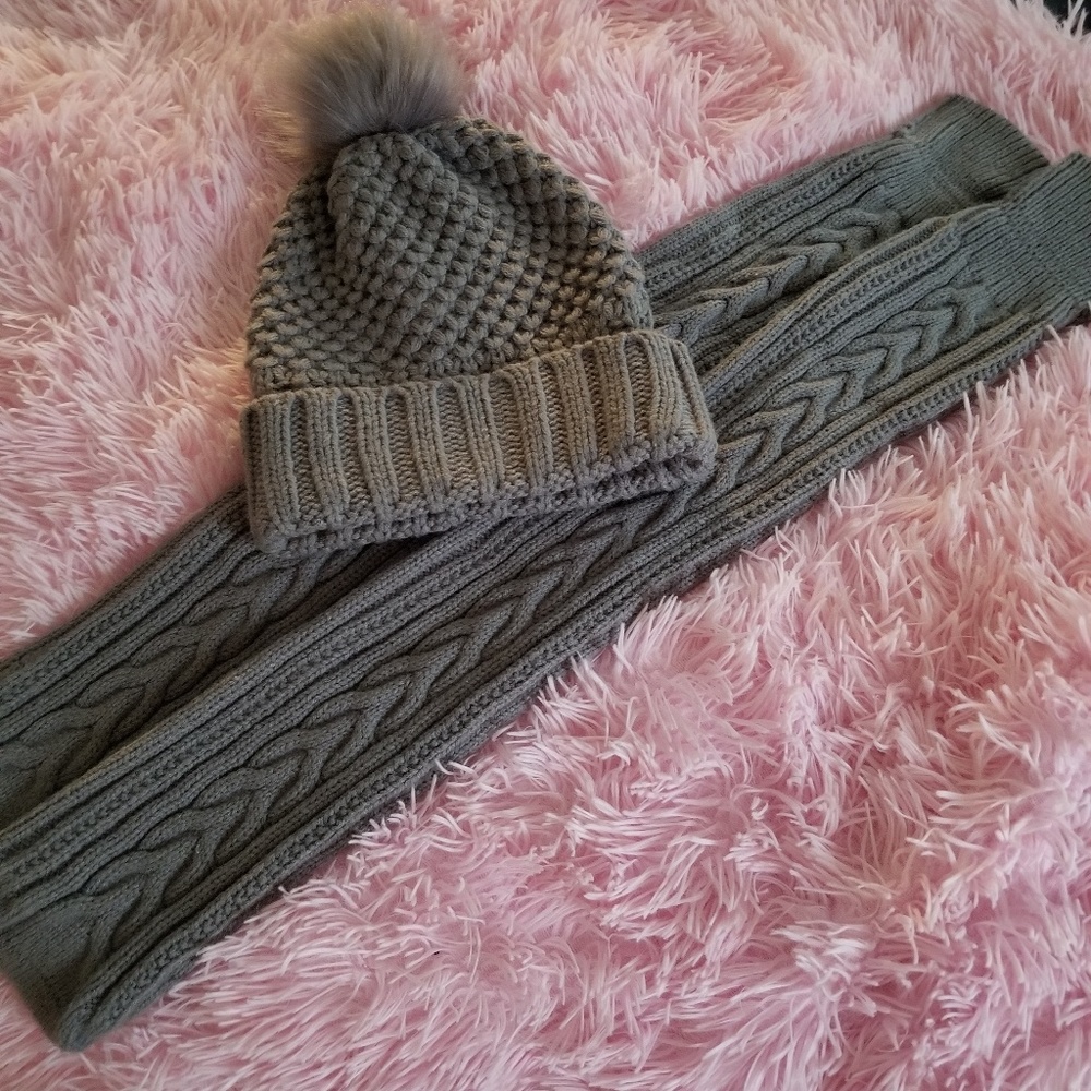 Knitted Knee High Cozy Socks With Matching Beanie